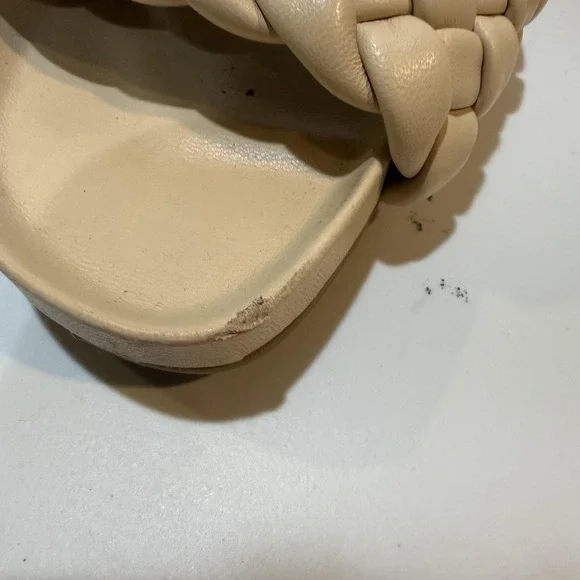 Loeffler Randall Sandals Womens Size 9 Beige Braided Leather Slide Flat Shoes - Picture 5 of 9